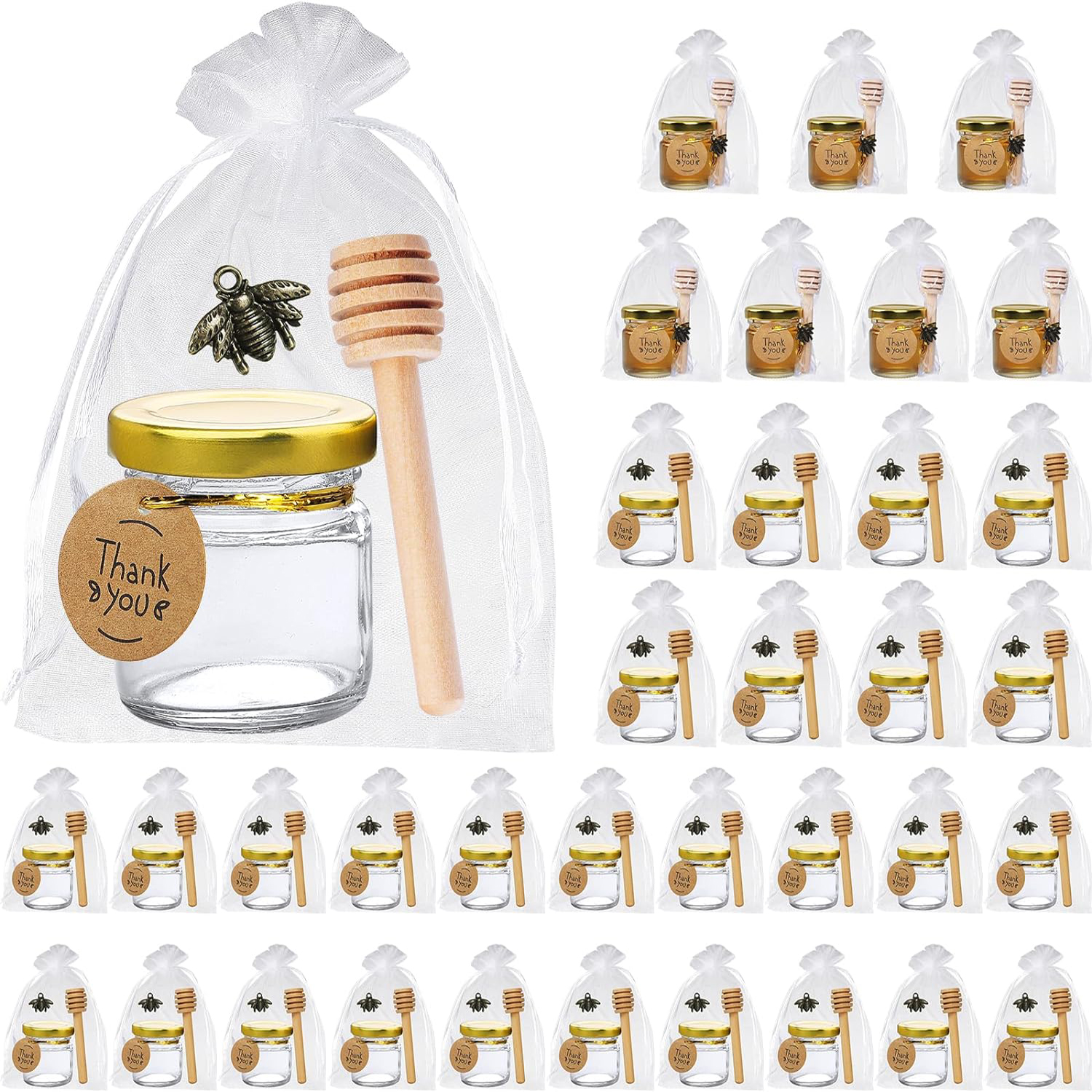 Baby Food Jars - Mini Glass Honey Jars with Wood