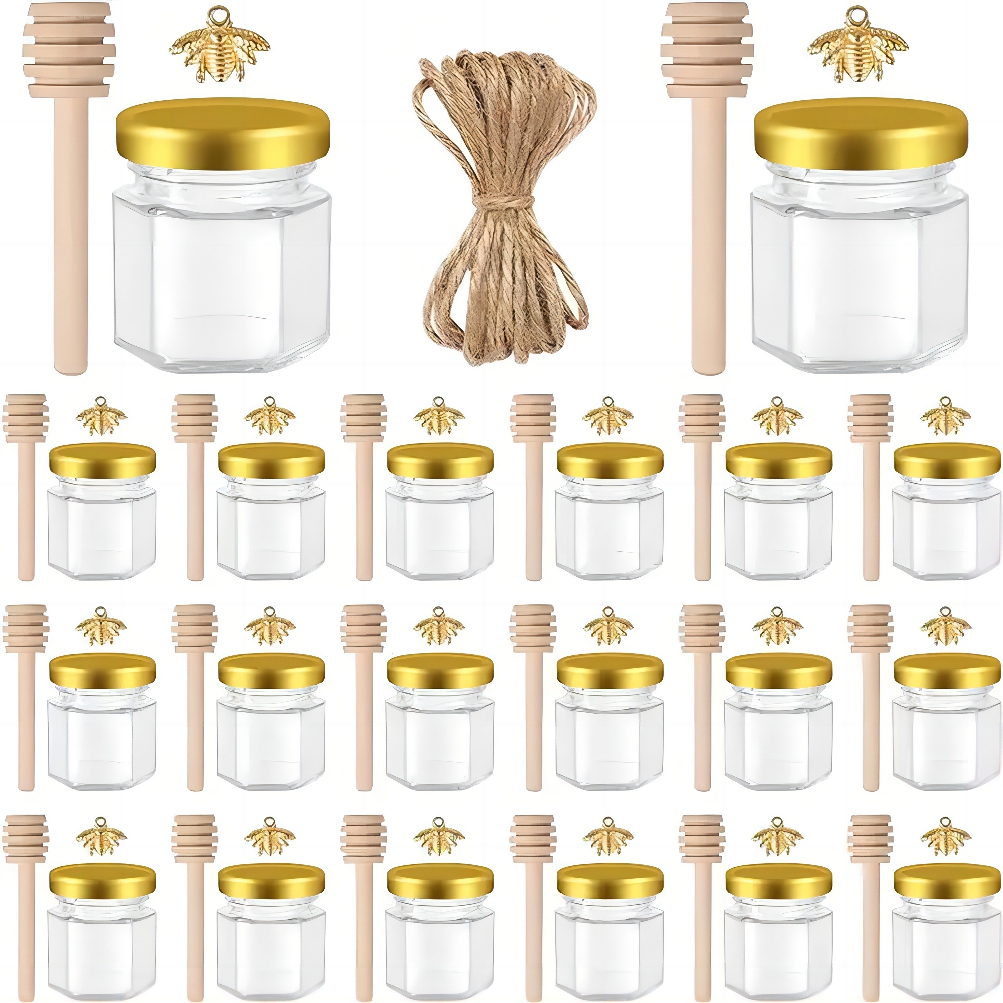 Baby Food Jars - 1.5 Oz Hexagon Mini Glass Honey