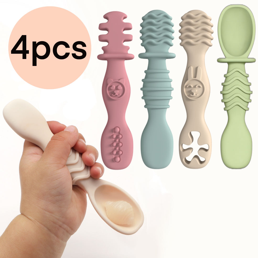 Baby Food For 7 Month Old - 4pcs Silicone Baby Food Spoon, Training