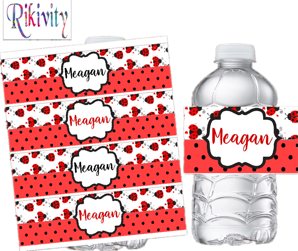 Baby 1 Year Food - Personalised Ladybug Red Polka Dot Water