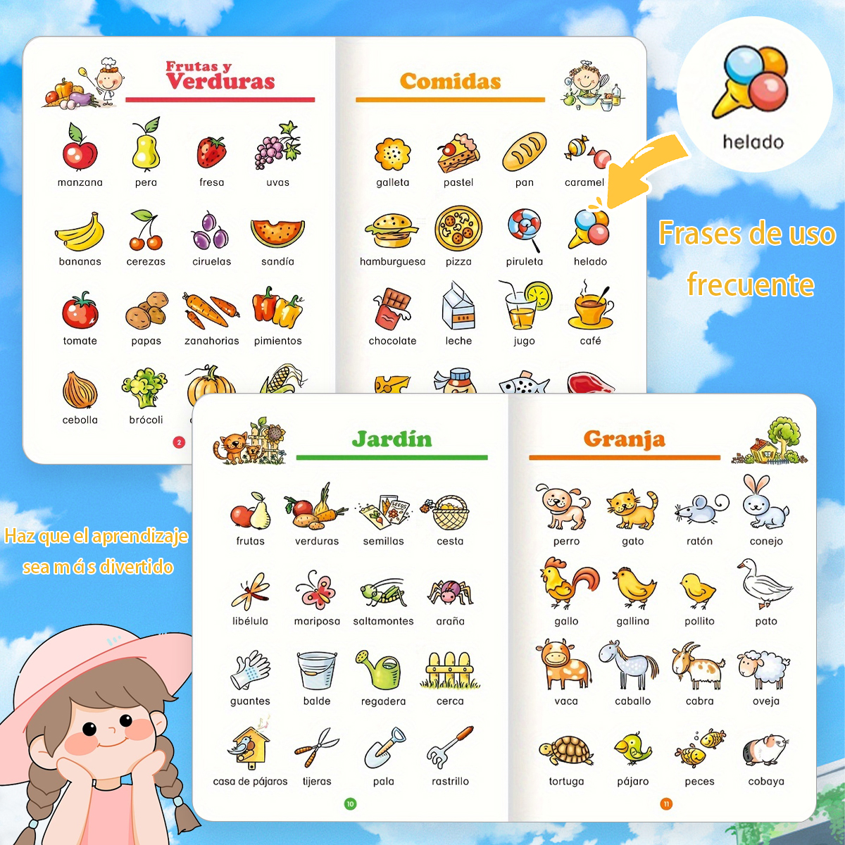 Baby Food Year Old - Spanish - Learning Flashcards: Cover Foods,